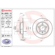 Brembo 2 x Solid Rear Brake Discs 08.6935.11