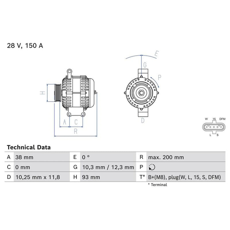 Bosch Car Alternator 12V 0 986 085 350