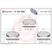 Brembo 8 x Front Brake Pad Set P54043