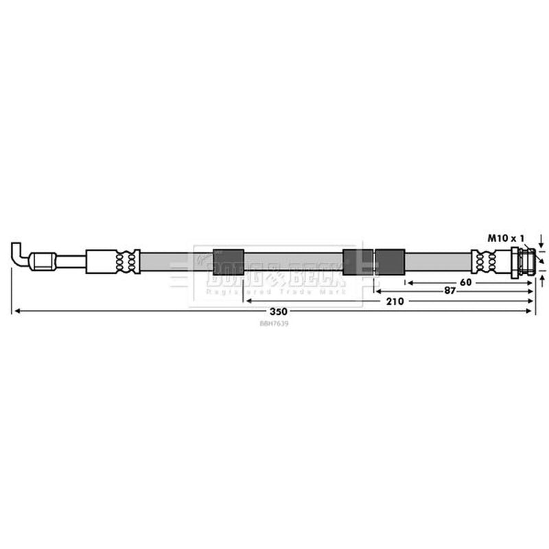 Borg & Beck Brake Hydraulic Hose Line Rear Left BBH7639