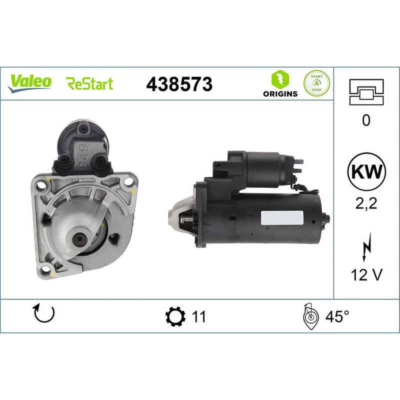 Valeo Starter Motor 12V 2.2kW 11 Teeth 438573