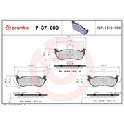 Brembo 4 x Rear Brake Pad Set P37009