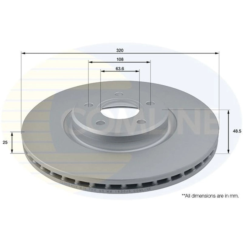 Comline 2 x Internally Vented Front Brake Discs ADC1242V
