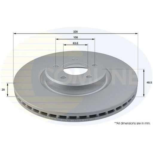 Comline 2 x Internally Vented Front Brake Discs ADC1242V