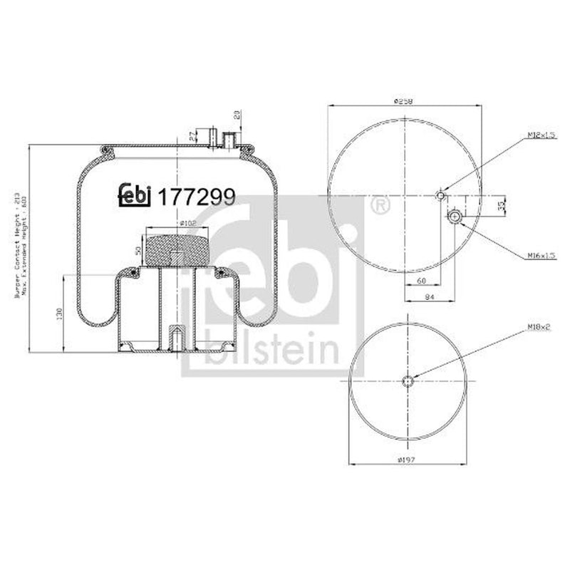 Febi Air Suspension Bellow 258mm 177299