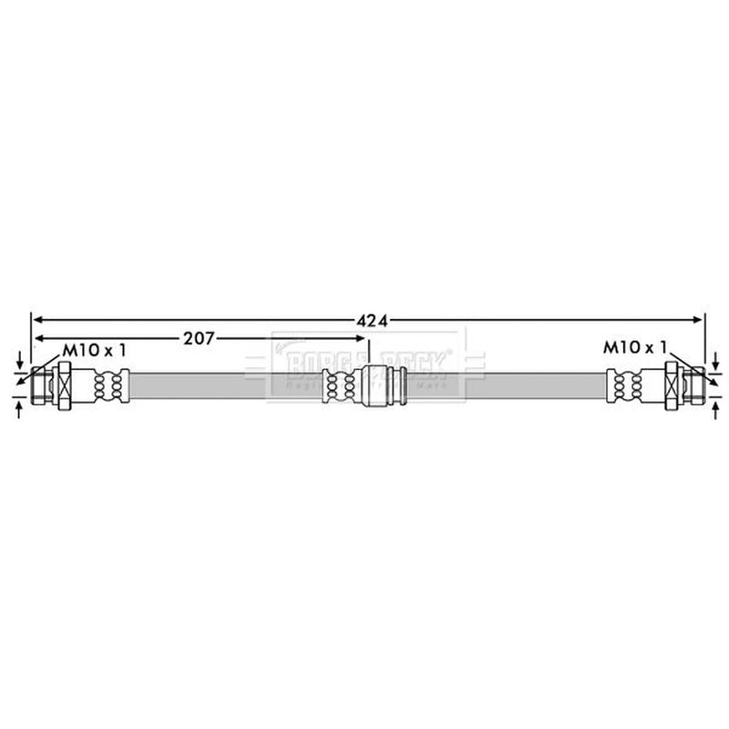 Borg & Beck Brake Hydraulic Hose Line Front Left BBH7104