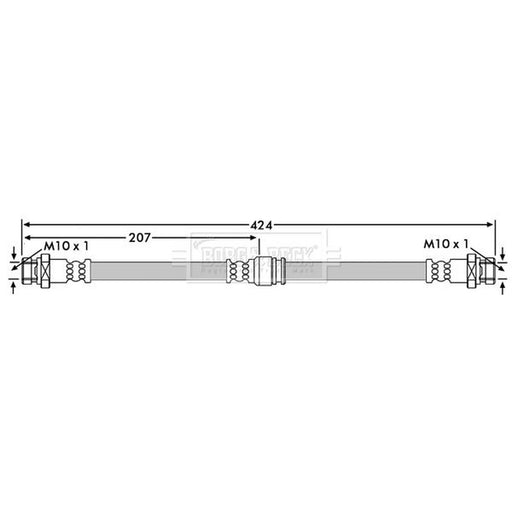 Borg & Beck Brake Hydraulic Hose Line Front Left BBH7104