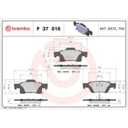 Brembo 4 x Rear Brake Pad Set P37016