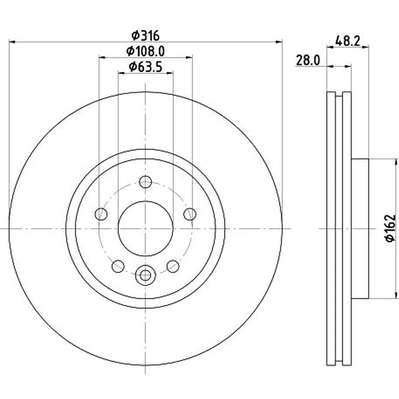 Mintex 2 x Vented Front Brake Discs MDC2853C
