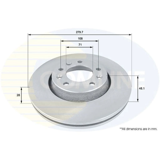 Comline 2 x Internally Vented Front Brake Discs ADC1580V