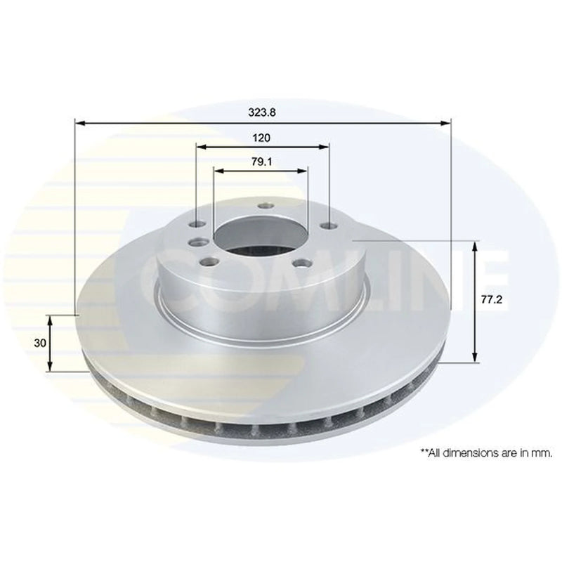 Comline 2 x Internally Vented Front Brake Discs ADC1738V