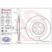 Brembo 2 x Internally Vented Rear Brake Discs 09.C170.11