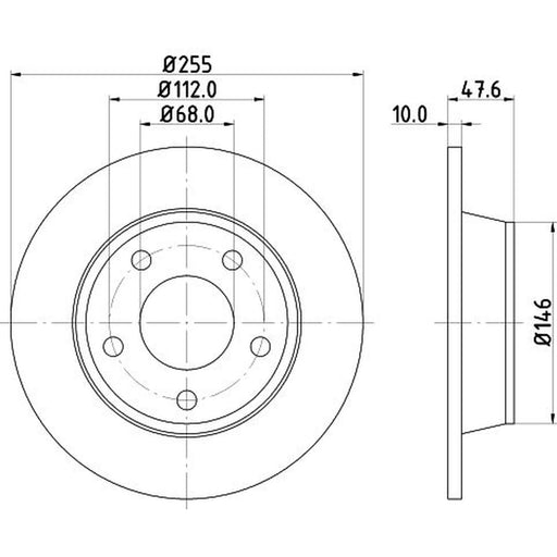 DON 2 x Solid Rear Brake Discs PCD12482