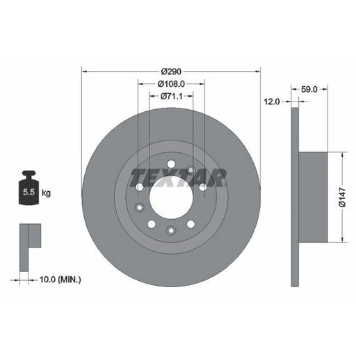 Textar 2 x Solid Rear Brake Discs 92313603