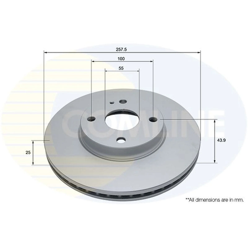 Comline 2 x Internally Vented Front Brake Discs ADC5005V