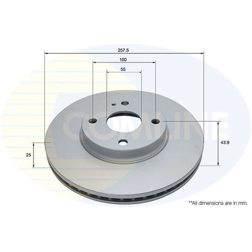 Comline 2 x Internally Vented Front Brake Discs ADC5005V