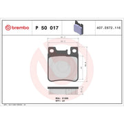 Brembo 4 x Rear Brake Pad Set P50017