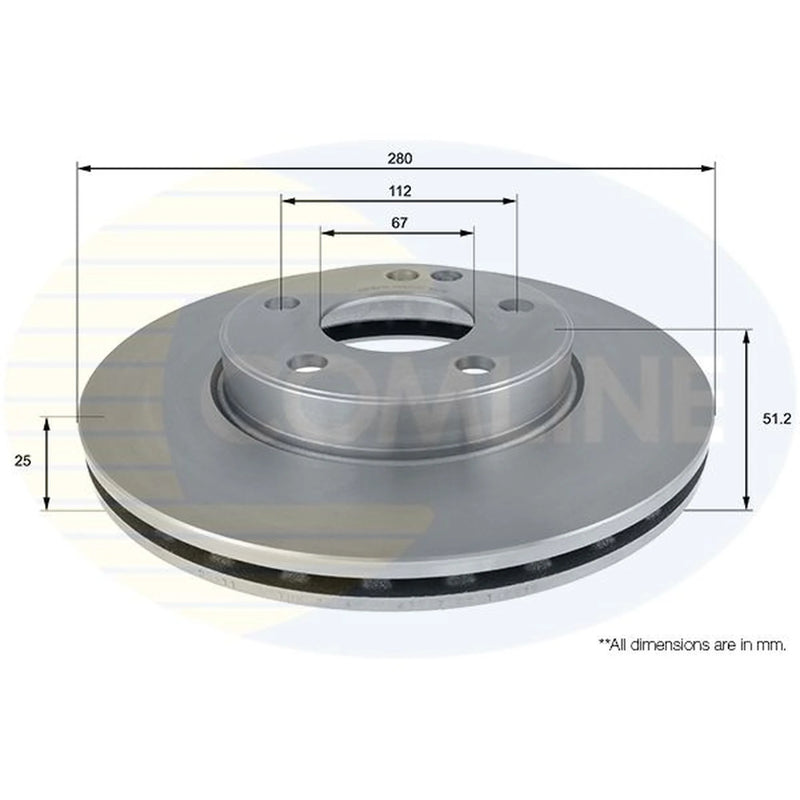 Comline 2 x Internally Vented Front Brake Discs ADC1671V