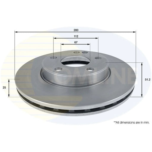 Comline 2 x Internally Vented Front Brake Discs ADC1671V
