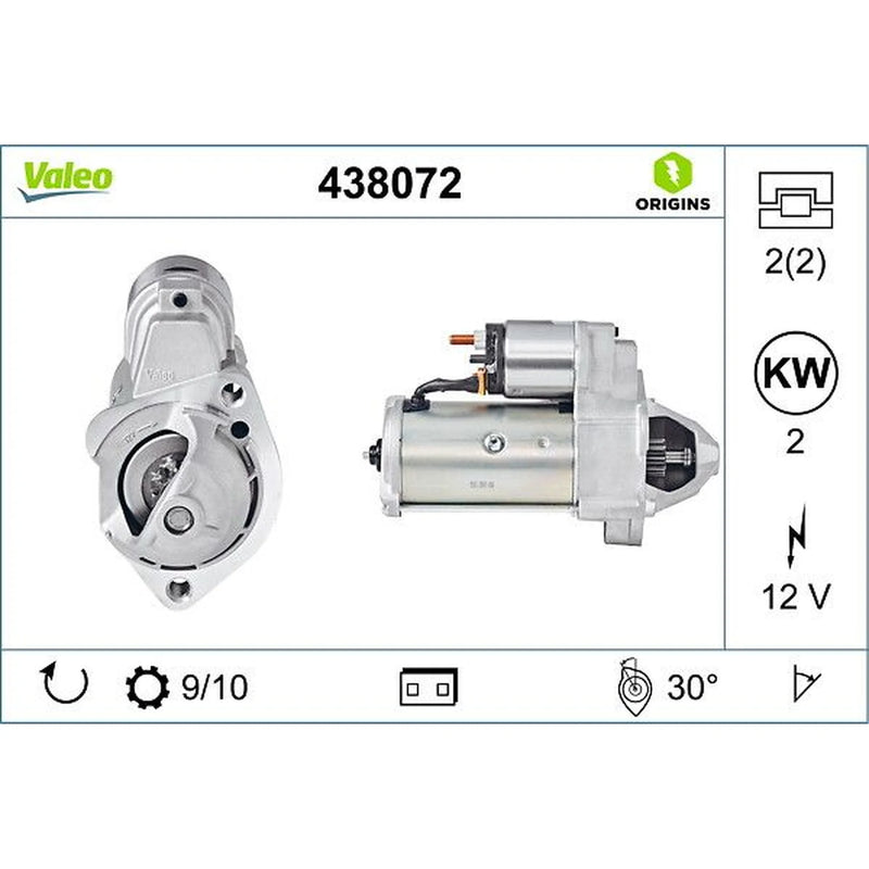 Valeo Starter Motor 12V 2kW 10 Teeth 438072