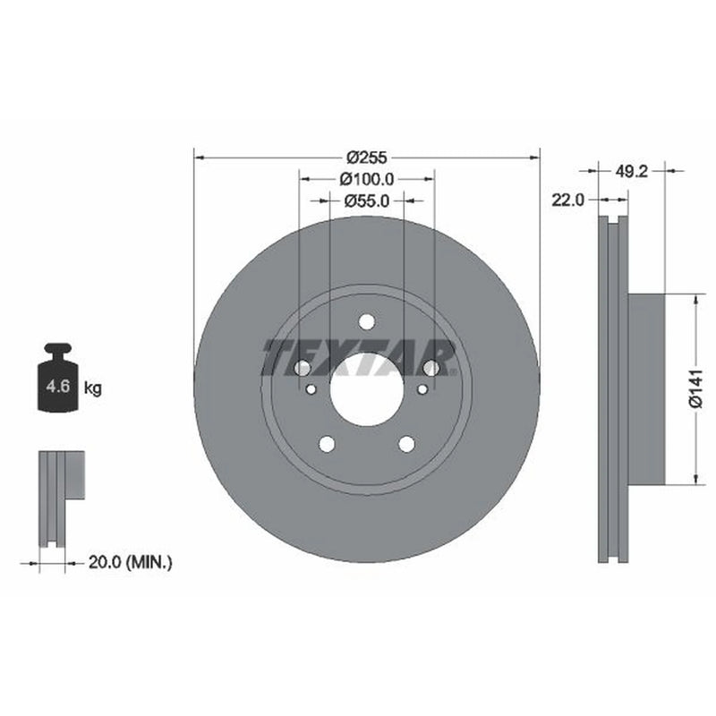 Textar 2 x Front Brake Discs 92179503