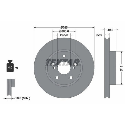Textar 2 x Front Brake Discs 92179503