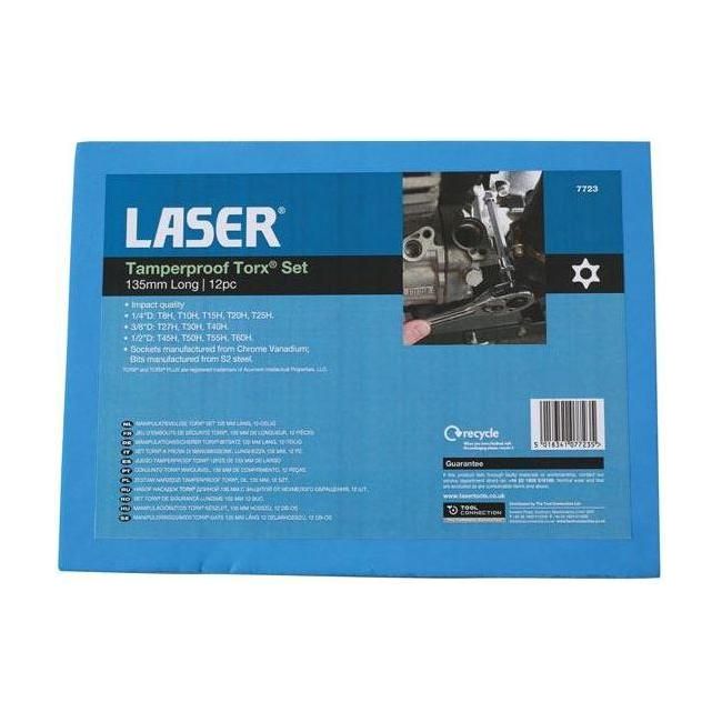 Laser Long Tamperproof Torx Socket Bit Set 1/4"D, 3/8"D, 1/2"D 7723 Laser  - Town Parts