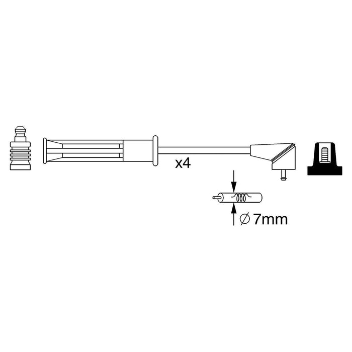 Genuine Bosch Ignition Lead Bw256 Fits Renault Kangoo - 1.4 - 97-08 0986357256 Bosch  - Town Parts