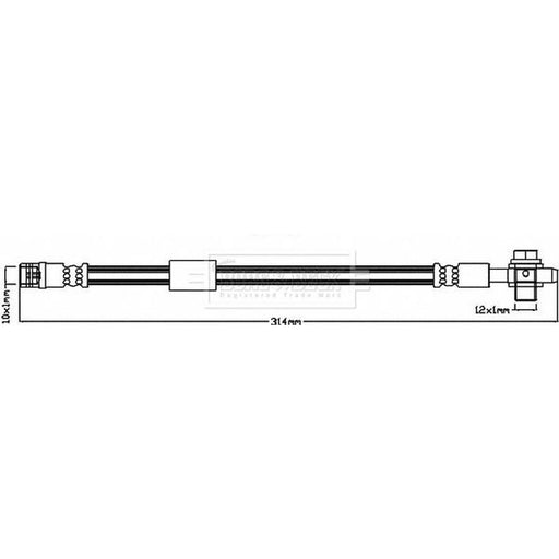 Borg & Beck Brake Hydraulic Hose Line Rear Left BBH7950