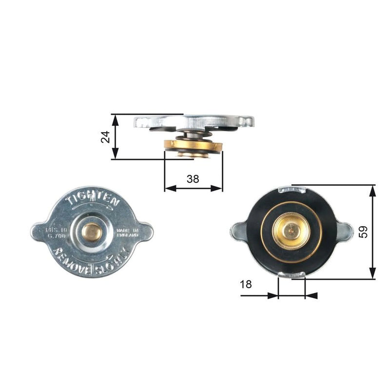 Gates Radiator Expansion Tank Cap bar RC111