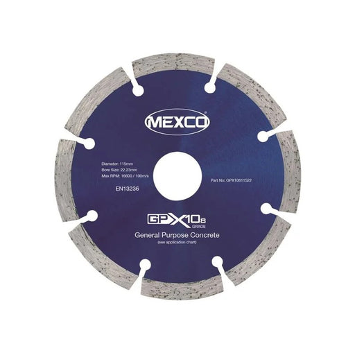 MEXCO GPX10-8 Concrete Diamond Blade 115 x 22mm - GPX10811522