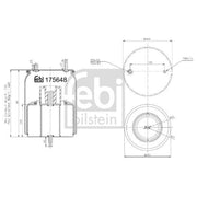 Febi Air Suspension Bellow 215mm non-steered leading axle 175648