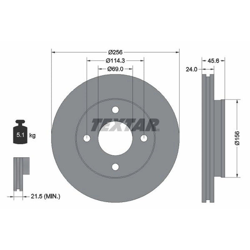 Textar 2 x Front Brake Discs 92134803