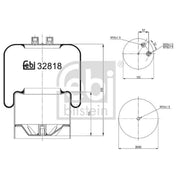 Febi Air Suspension Bellow 155mm Rear Right 32818