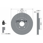 Textar 2 x Internally Vented Front Brake Discs 92177803