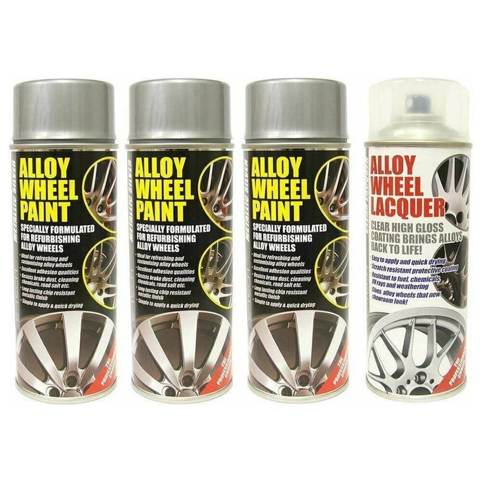 E-Tech Metallic Silver And Lacquer Car Alloy Wheel Spray Paint - 4 Cans Total E-Tech  - Town Parts