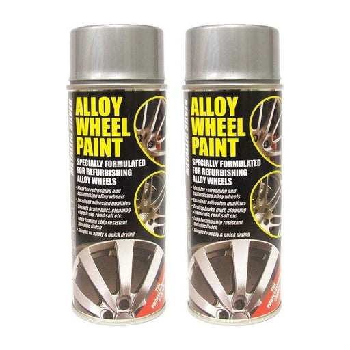 2X E-Tech Car Alloy Wheel Spray Paint METALLIC SILVER 400ml Can Chip Resistant E-Tech  - Town Parts