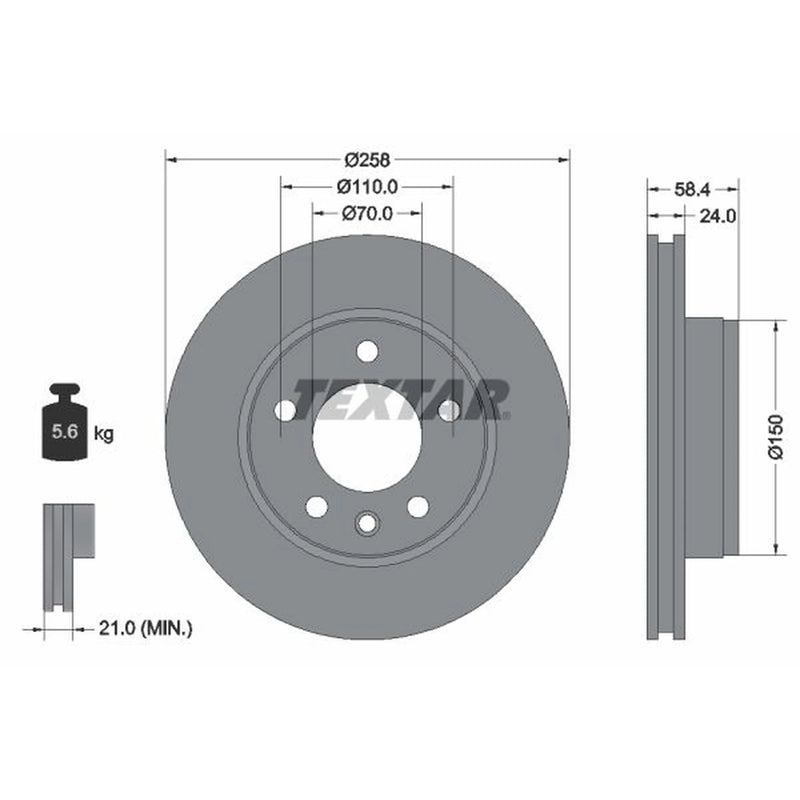 Textar 2 x Front Brake Discs 92038100