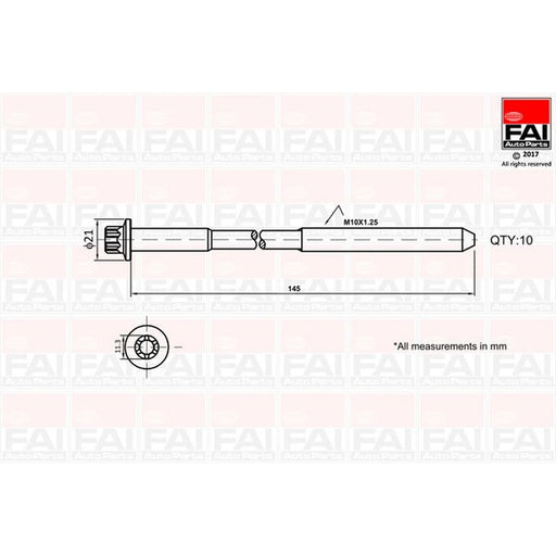 FAI Cylinder Head Bolt Set M10 x 1.25 B1140