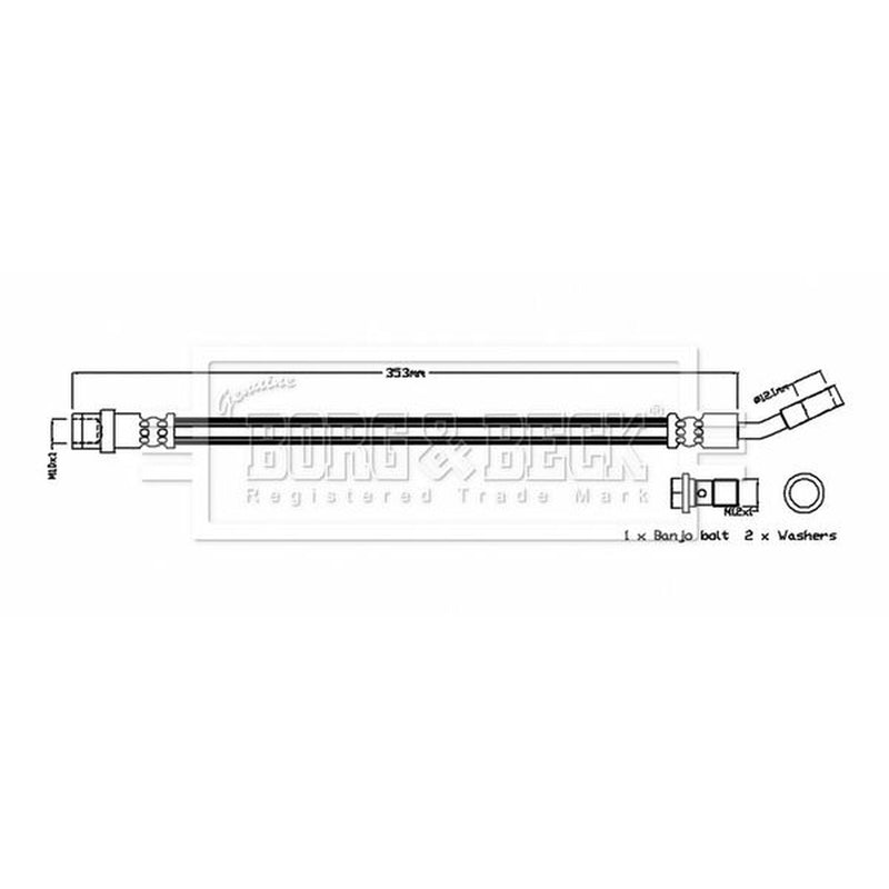 Borg & Beck Brake Hydraulic Hose Line Rear Left BBH8776