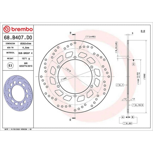Brembo 2 x Rigid Front Brake Disc Brake Discs 68B407D0