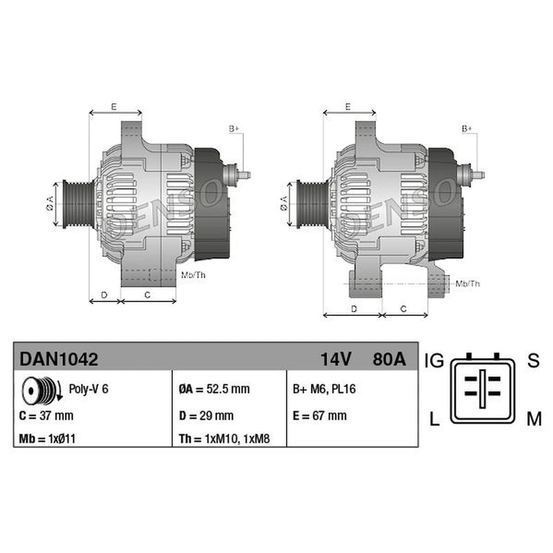 Denso Car Alternator 12V DAN1042