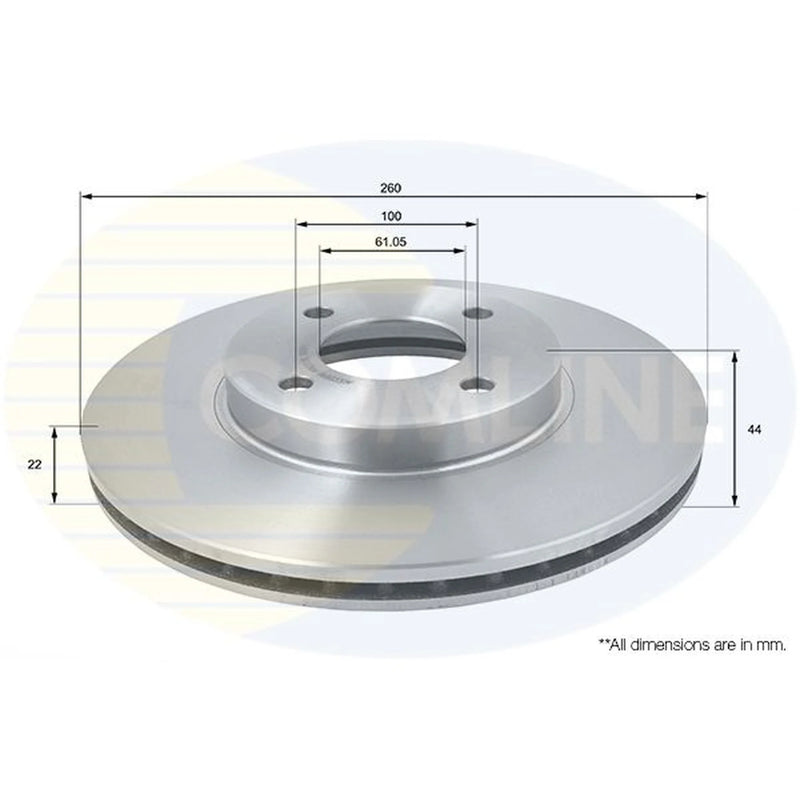 Comline 2 x Internally Vented Front Brake Discs ADC0281V