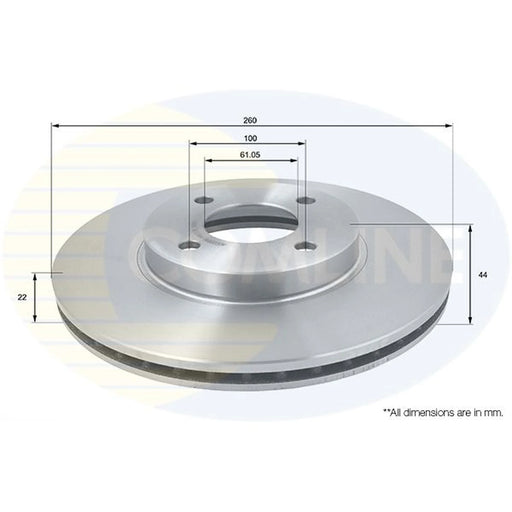 Comline 2 x Internally Vented Front Brake Discs ADC0281V