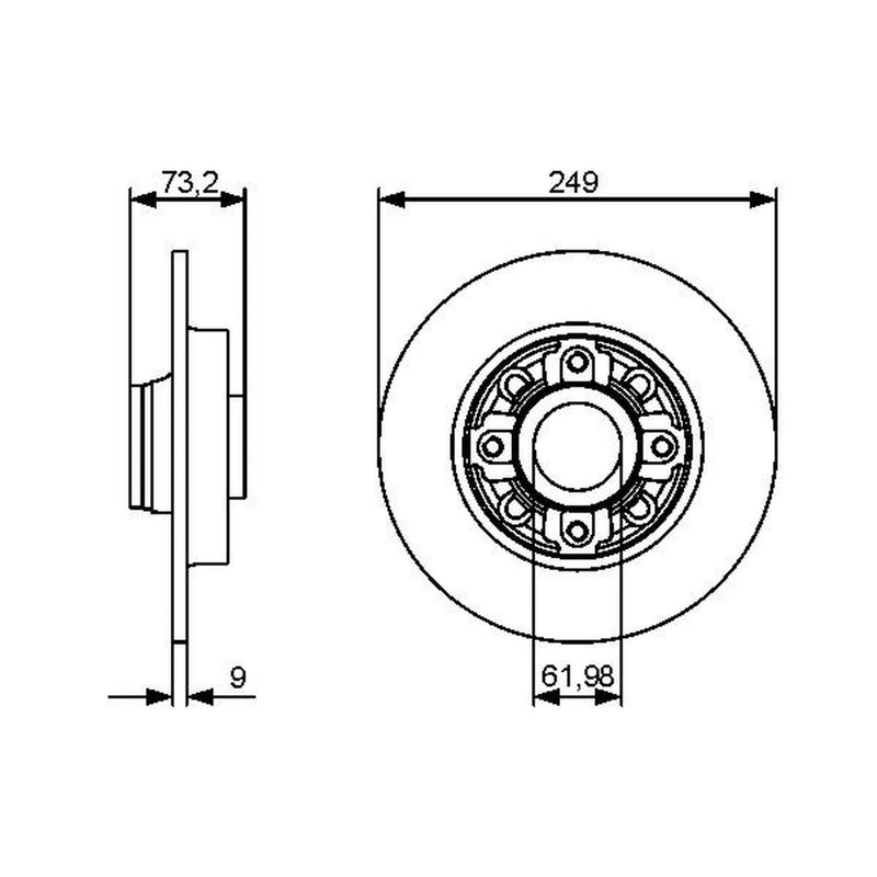 Bosch 2 x Solid Rear Brake Discs 0 986 479 388