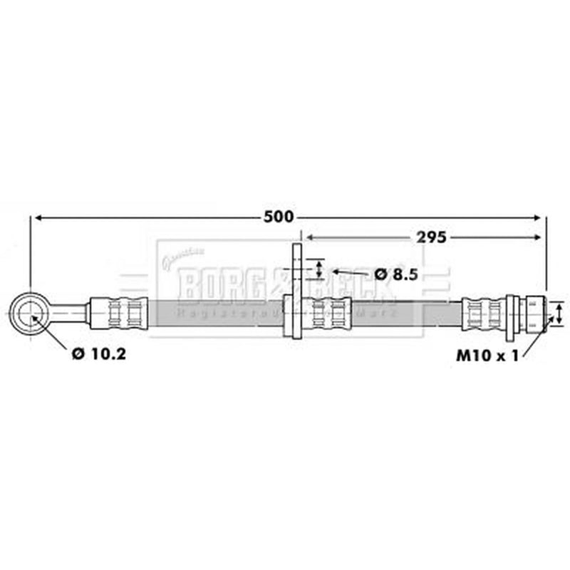 Borg & Beck Brake Hydraulic Hose Line Front Left BBH6695