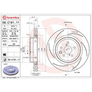 Brembo 2 x Slotted Rear Brake Discs 09.C181.11