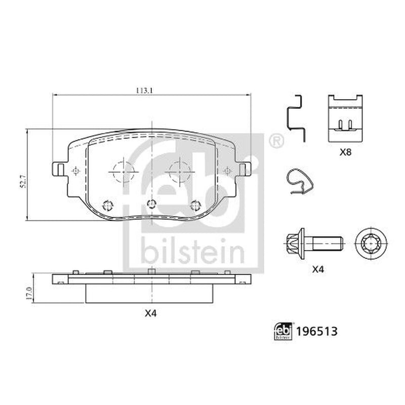 Febi Rear Brake Pad Set 196513