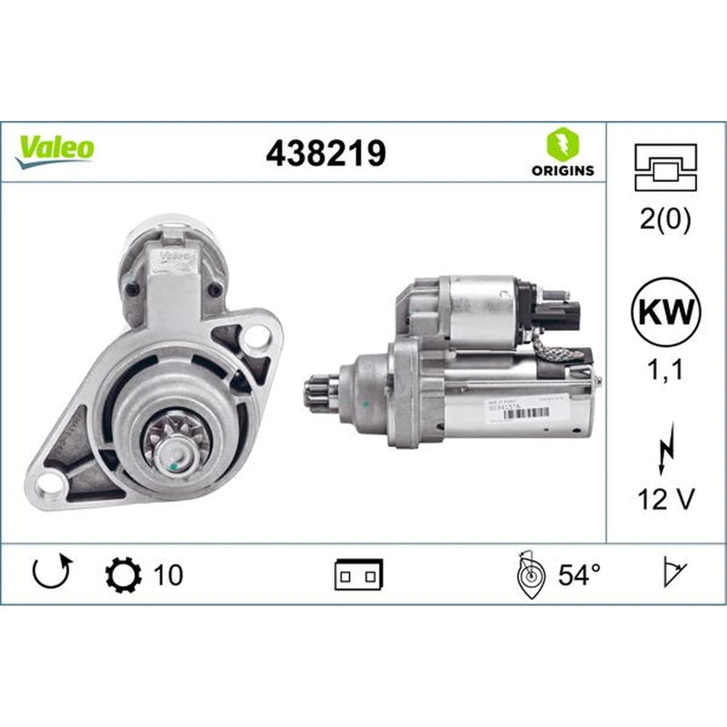 Valeo Starter Motor 12V 1.1kW 10 Teeth 438219