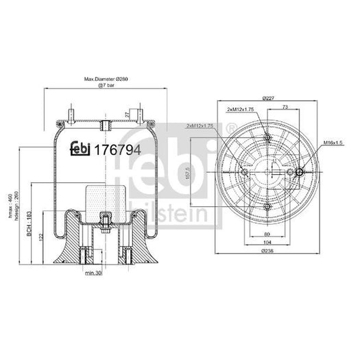 Febi Air Suspension Bellow 227mm 176794